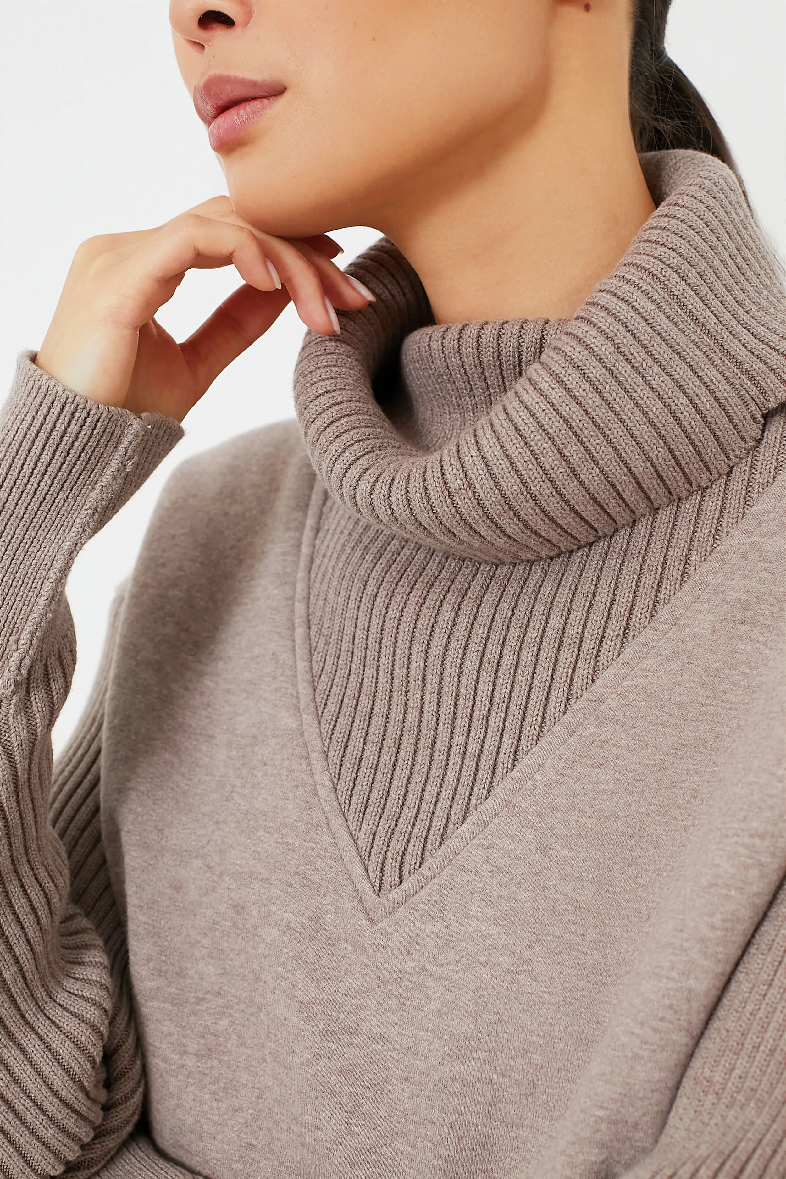 Deep Taupe Marl Ramsey Cowl Neck Sweat