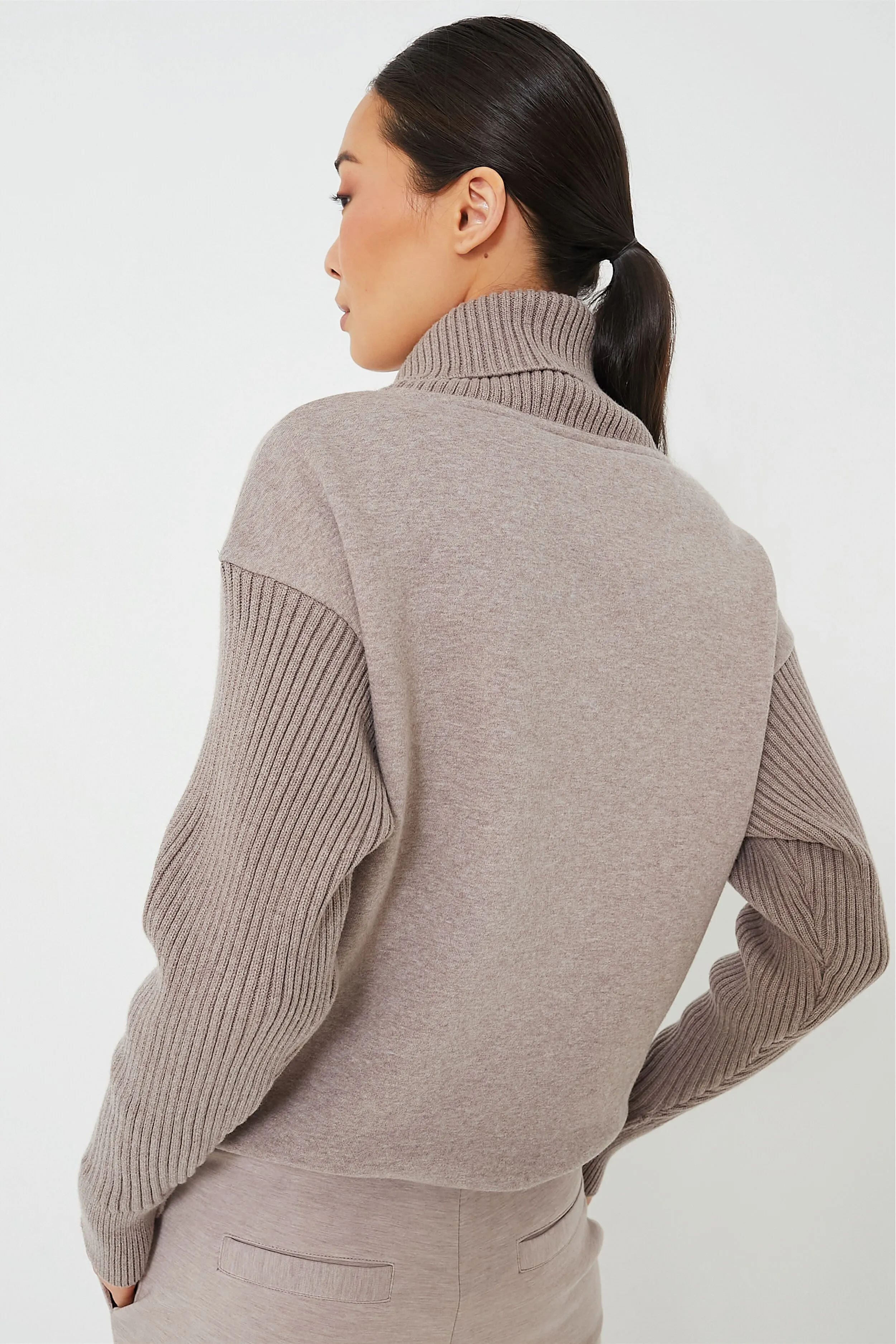 Deep Taupe Marl Ramsey Cowl Neck Sweat