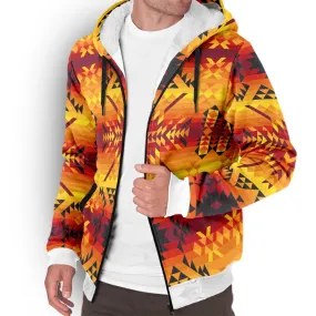 Desert Geo Yellow Red Sherpa Hoodie