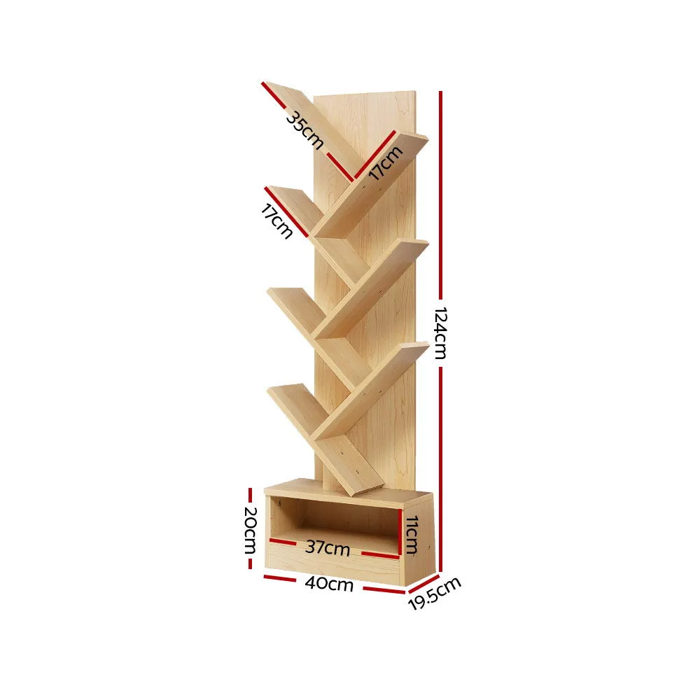 Display Shelf 7-Shelf Tree Bookshelf Book Storage Rack Bookcase Natural