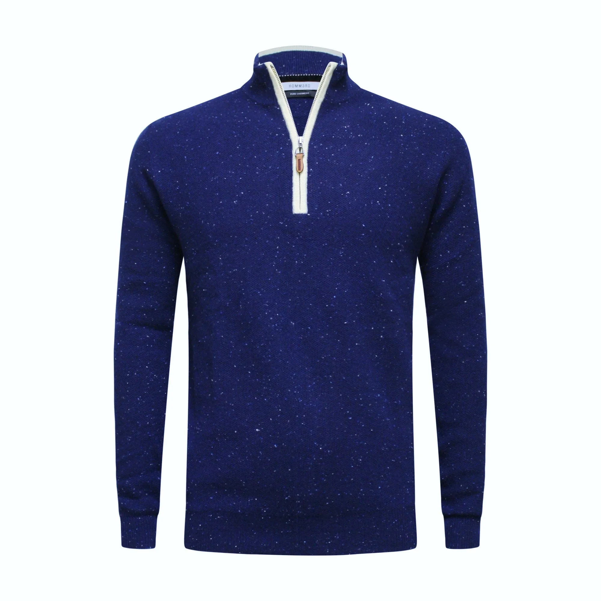 Donegal Maritime Cashmere Zip Neck Sweater Verbier in pique stitch