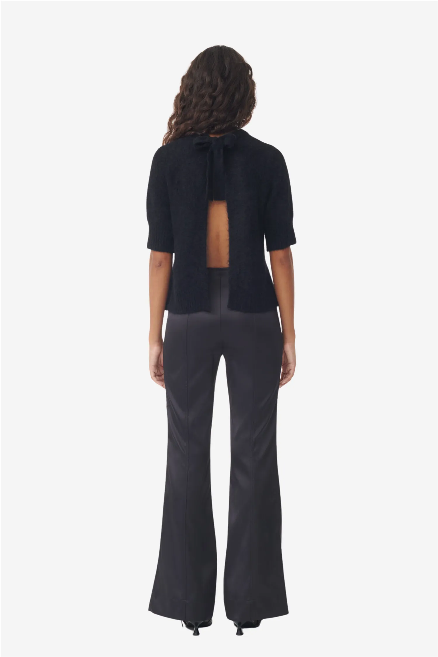 Double Satin Flared Pants Black