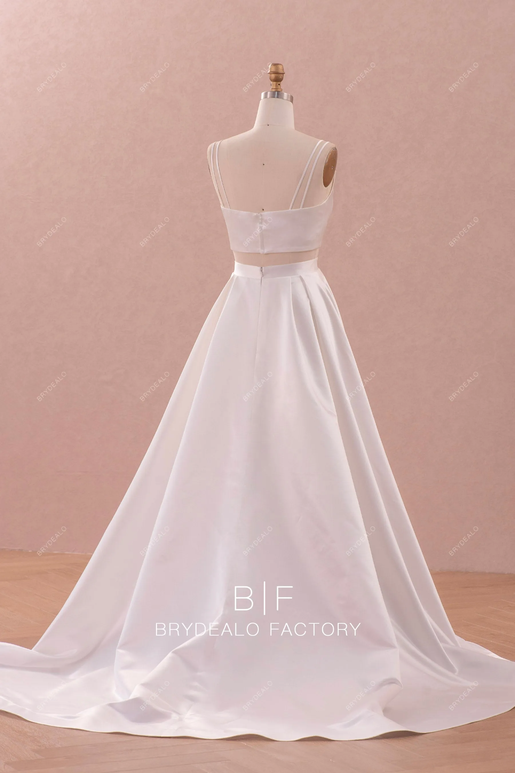 Double Straps Two-Piece Satin Casual Simple Wedding Dress