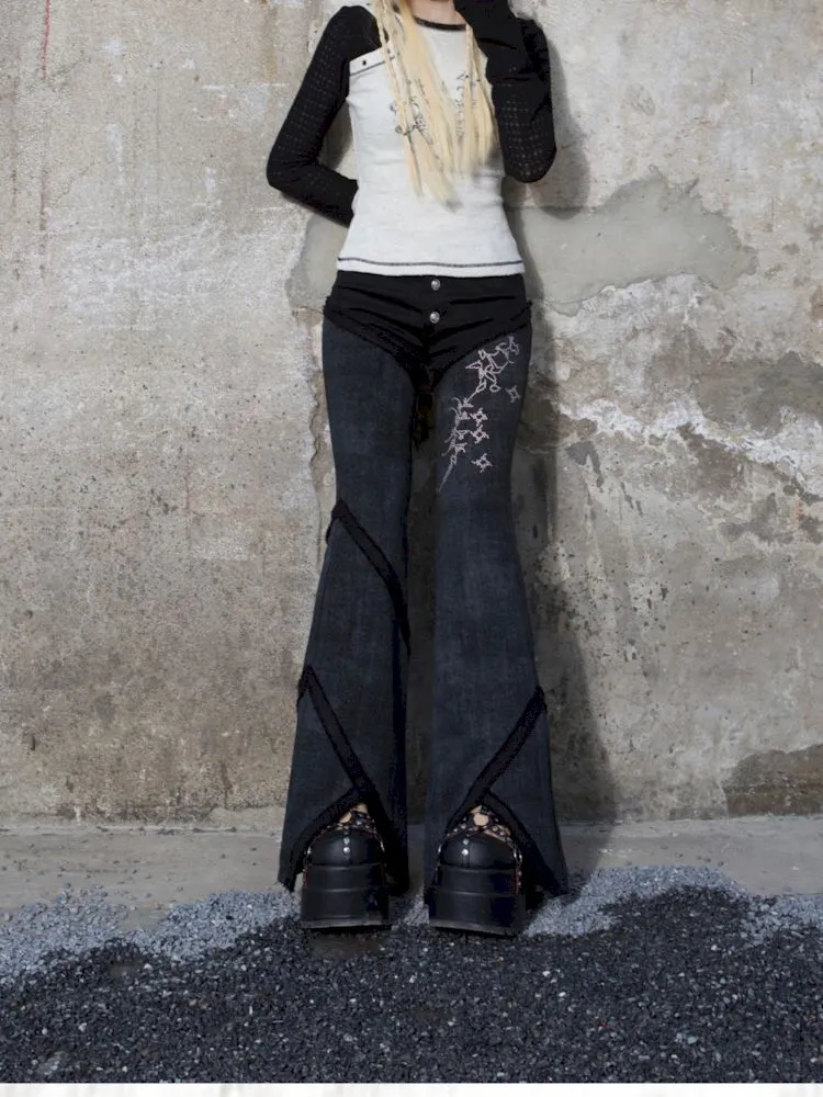 Drilling Casual Low Waist Flared Pants【s0000007585】