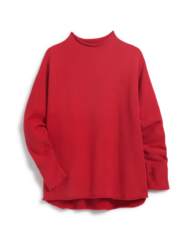 Effie Long Sleeve Funnel Neck Capelet- Crimson