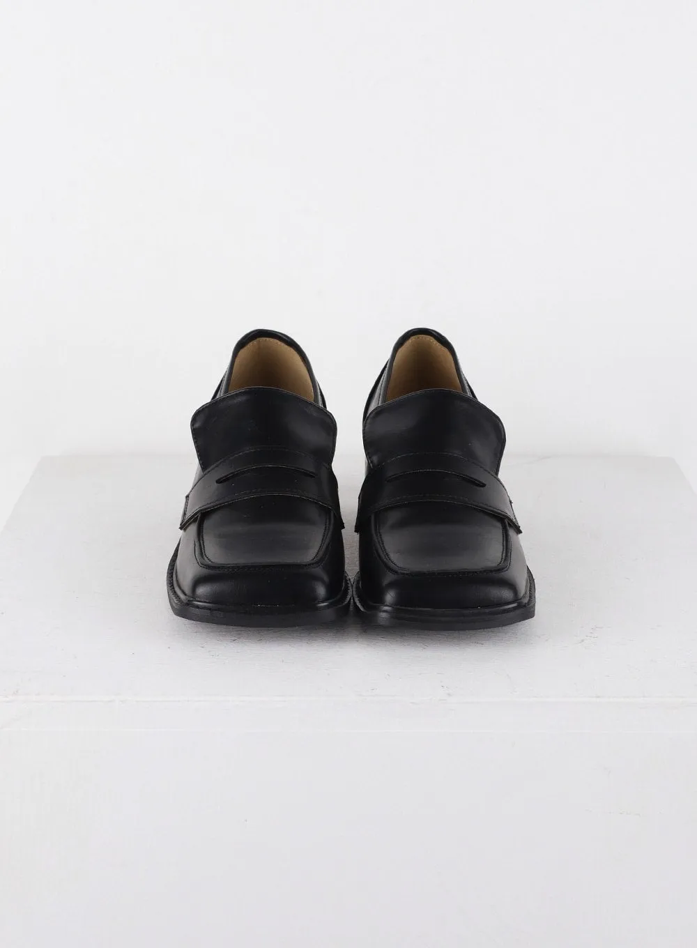 Faux Leather Square Toe Loafers CD312