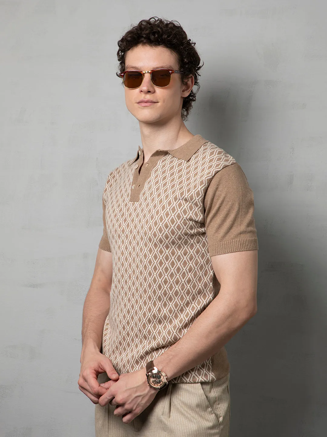 Fawn flat knit polo T-Shirt