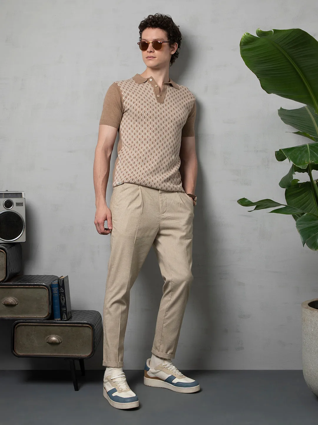 Fawn flat knit polo T-Shirt