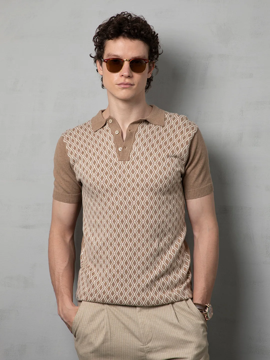 Fawn flat knit polo T-Shirt