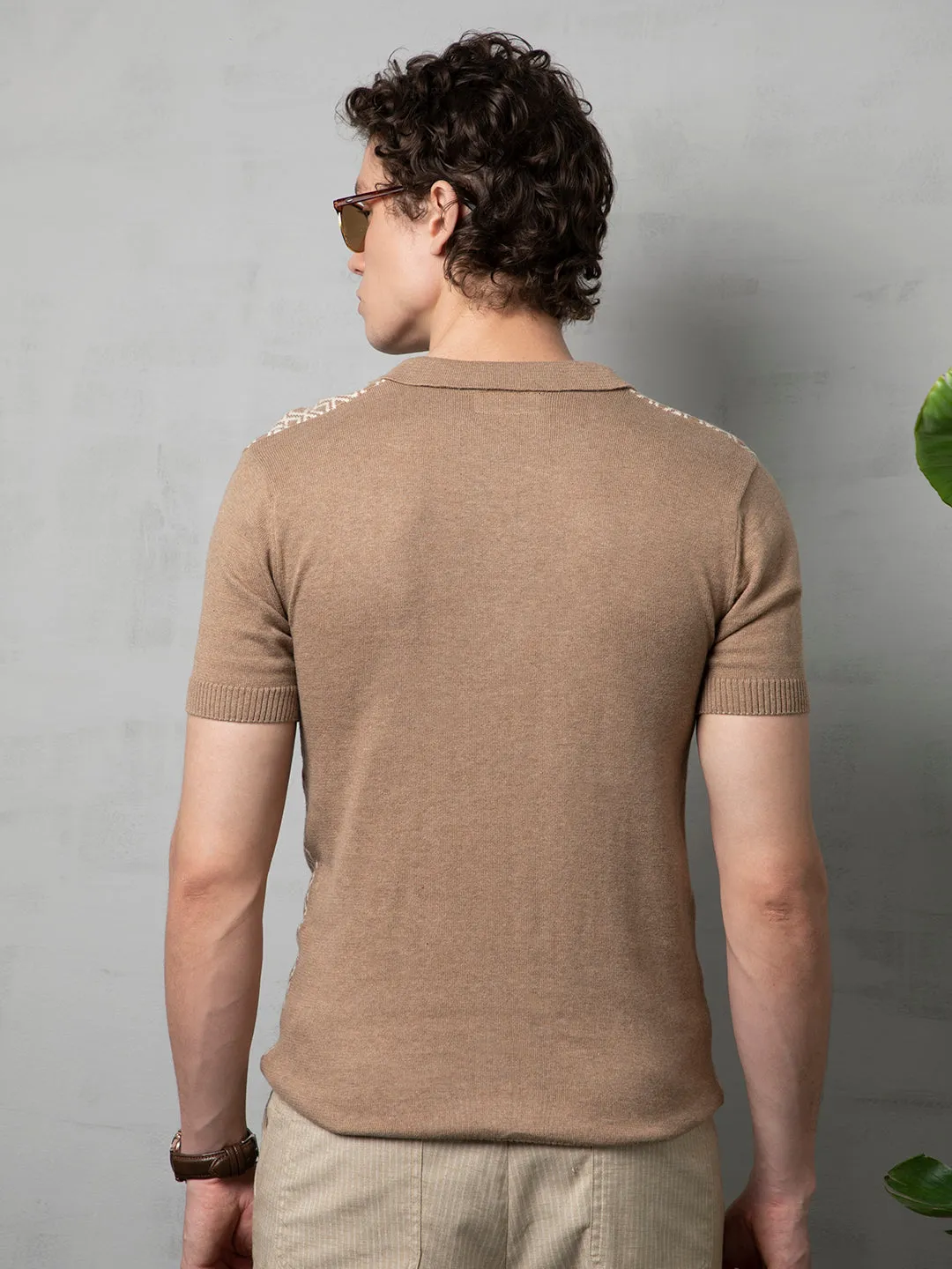 Fawn flat knit polo T-Shirt