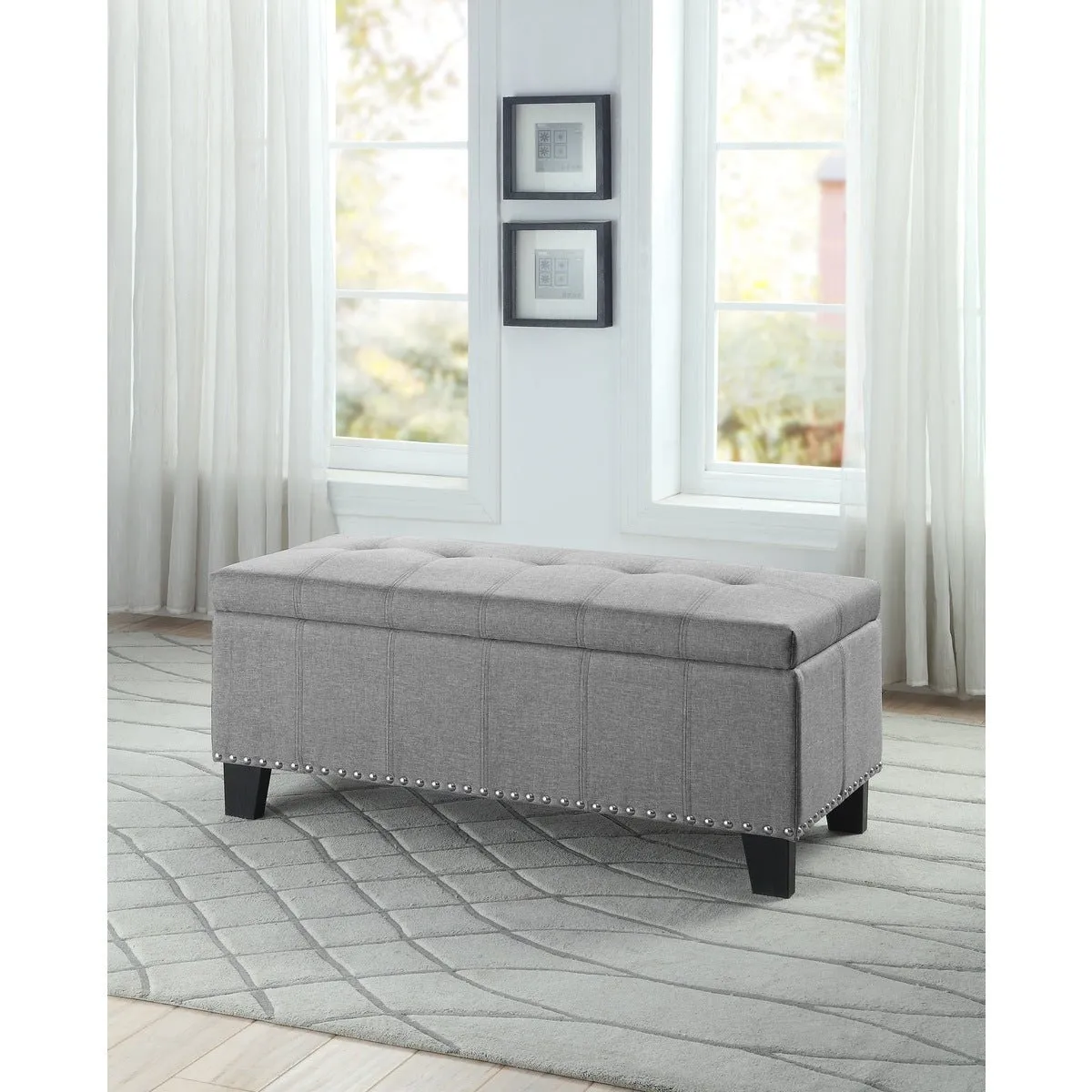 Fedora Grey Lift Top Storage Bench