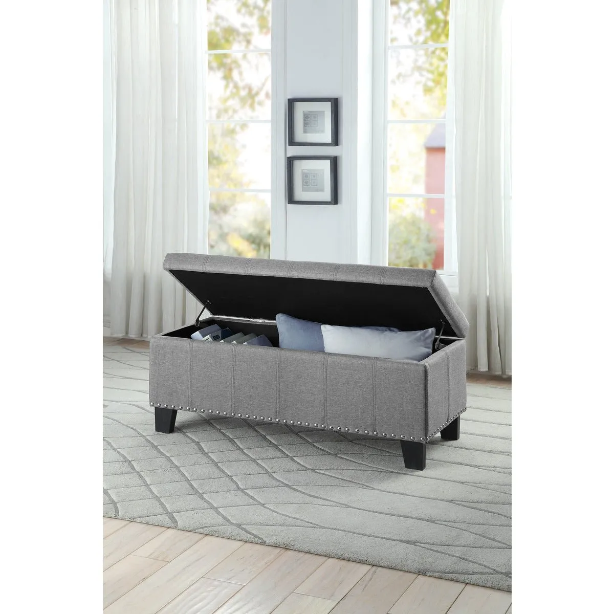 Fedora Grey Lift Top Storage Bench