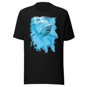 Fishing T-shirt Shark In Blue Water Short Sleeve 100% Cotton Crew Neck Unisex Top