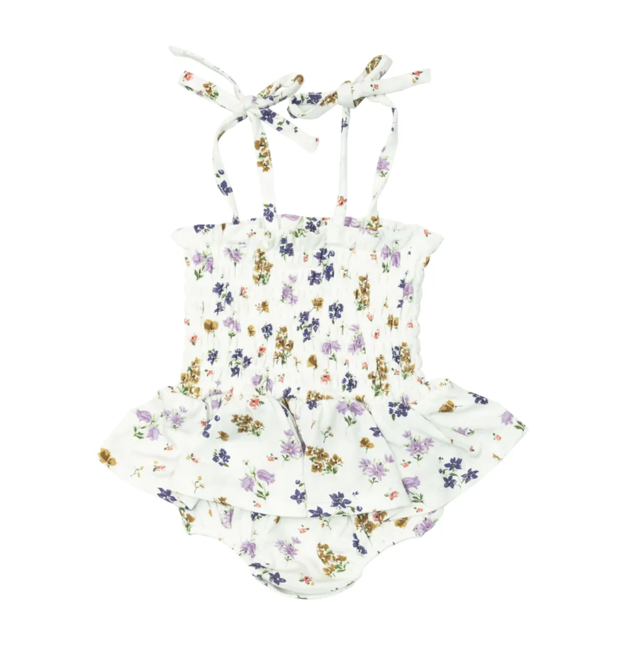 Floral Spring Smocked Bubble with Skirt