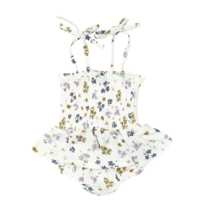 Floral Spring Smocked Bubble with Skirt