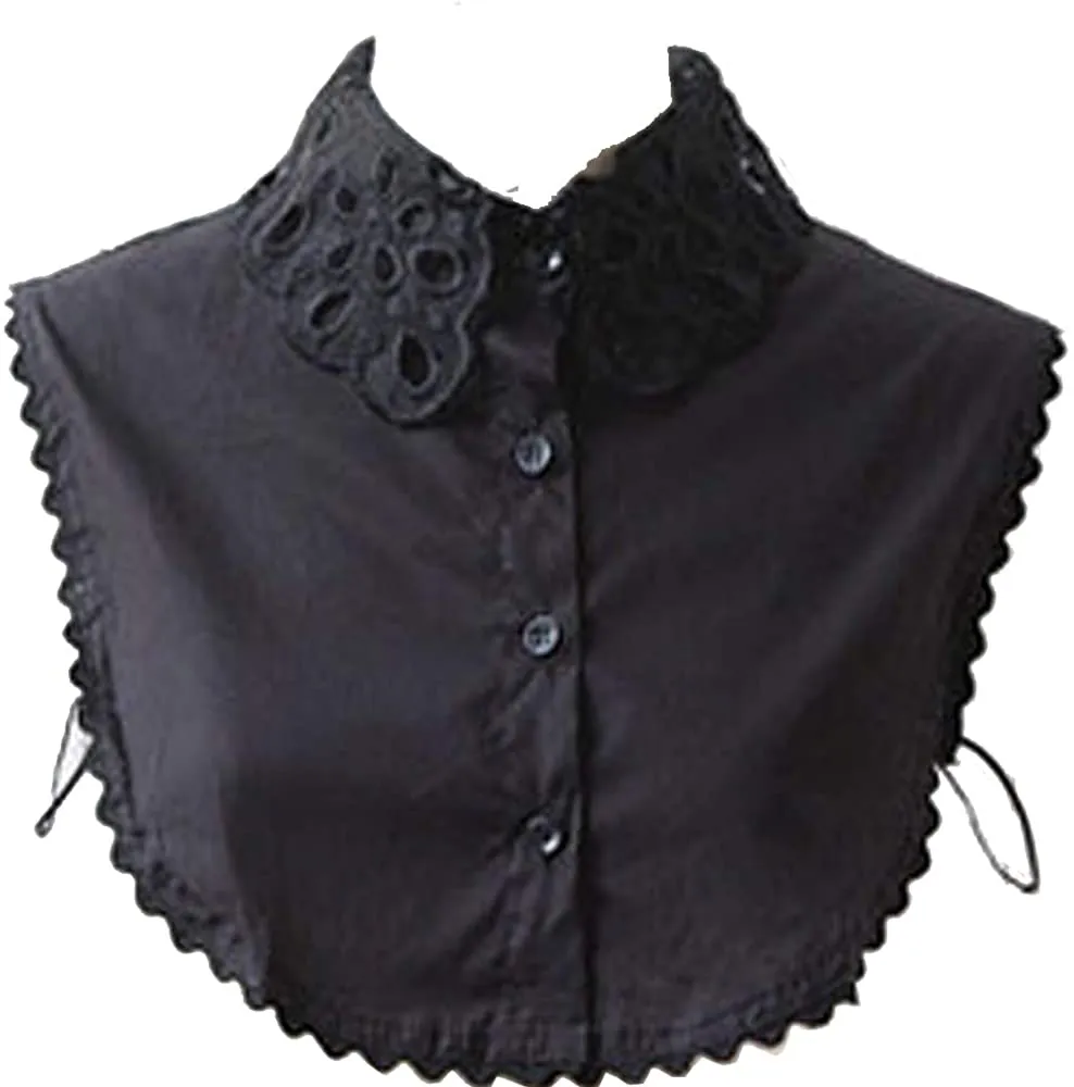 Flyou Lady Shirt False Collar Lace Half Shirt Detachable False Faux Collar Cuff Cotton Choker Tie