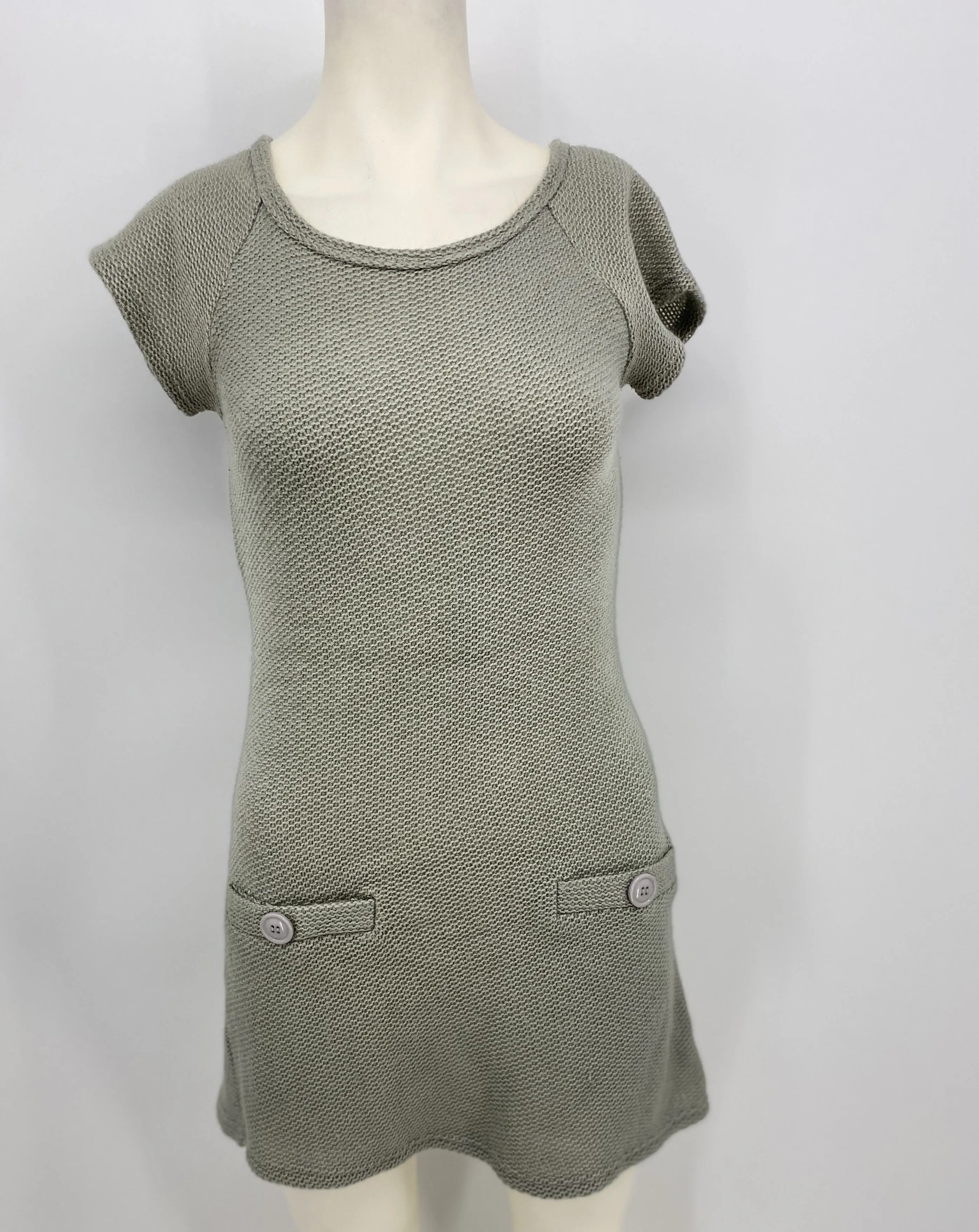 Francescas Collection Grey Knit Retro Sweater Dress, Size Small