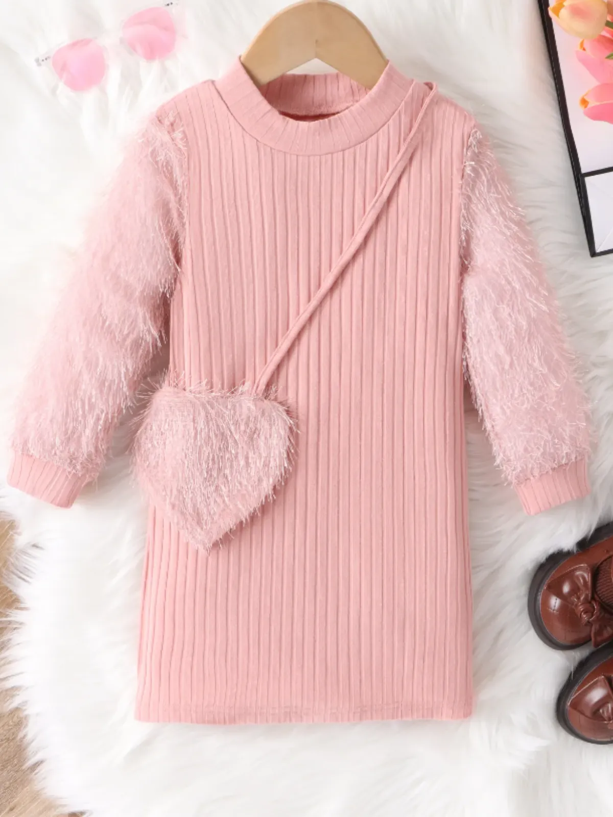 Fur-ocious Fashionista Fur Sleeve Sweater Dress