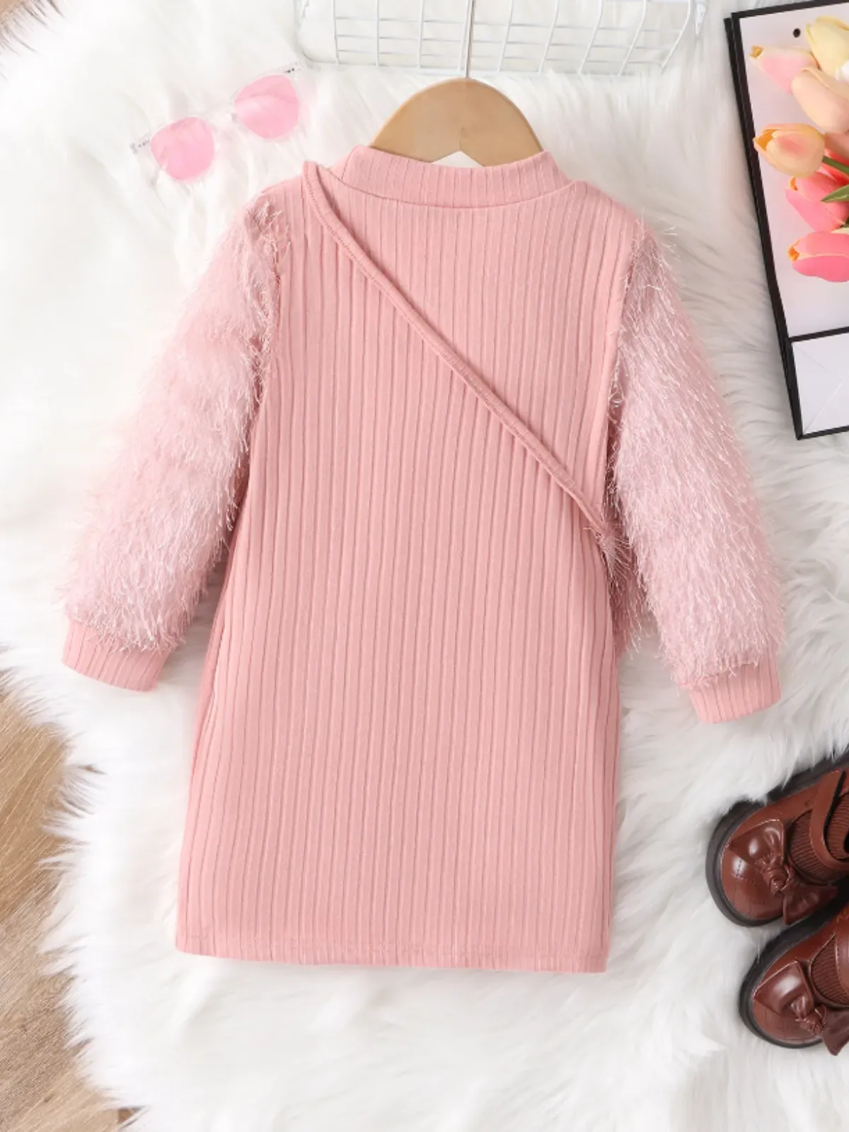 Fur-ocious Fashionista Fur Sleeve Sweater Dress