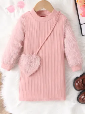 Fur-ocious Fashionista Fur Sleeve Sweater Dress