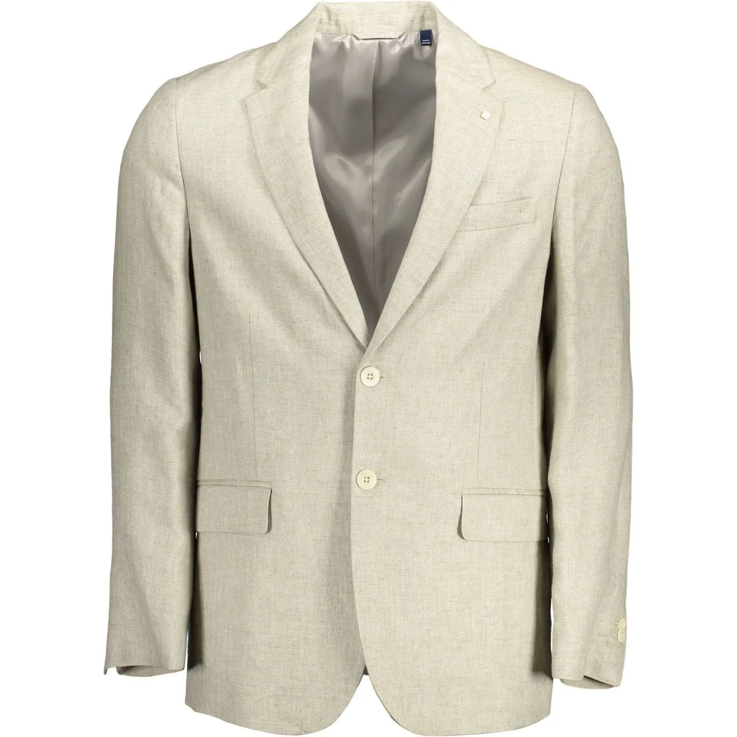 Gant Beige Linen Classic Jacket with Logo Detailing