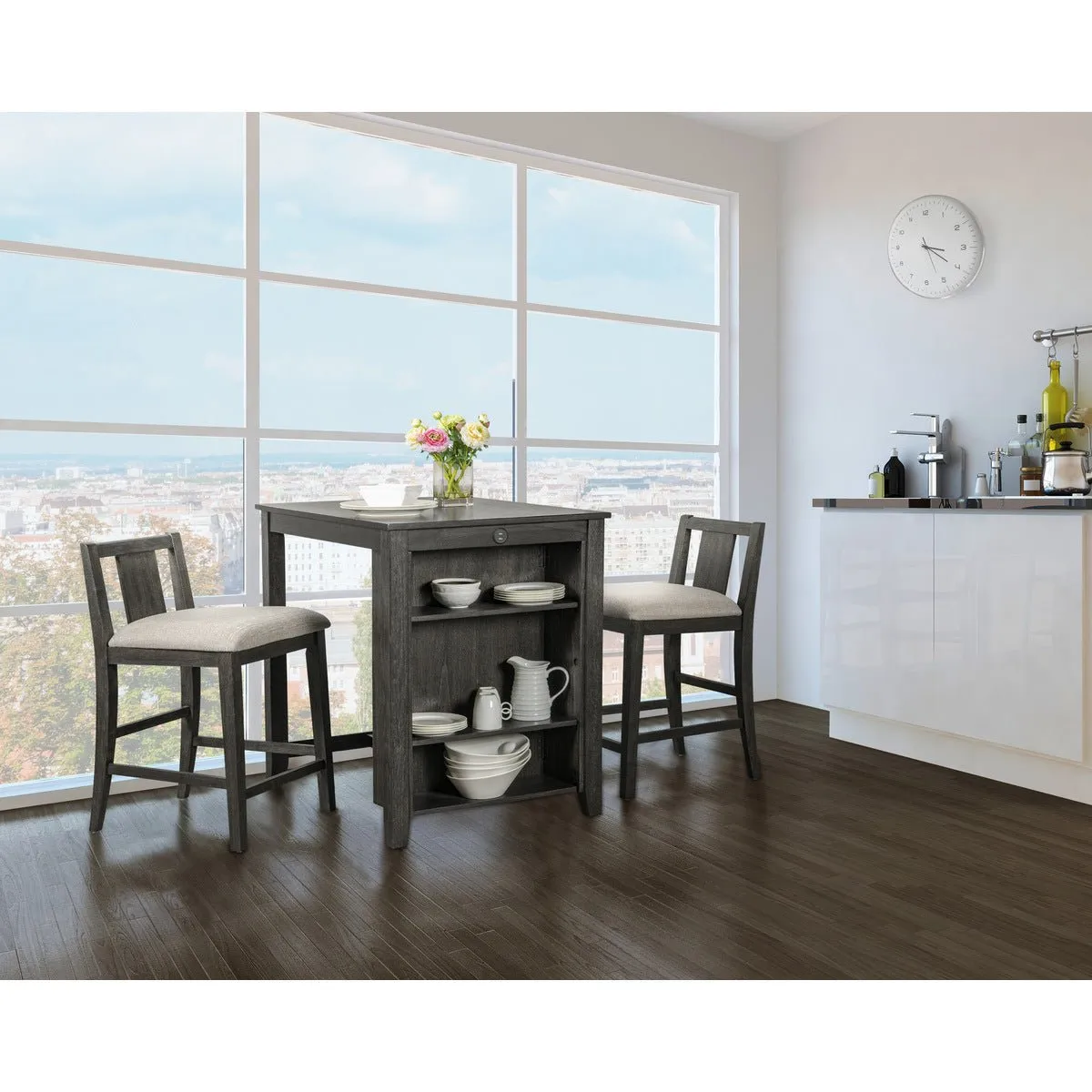 Giorno Grey Collection Counter-Height Dinette Set