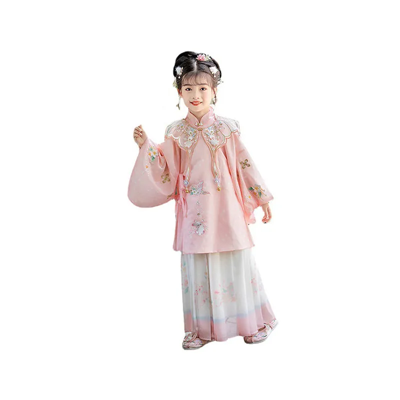 Girls' Pink Cultural Dress Hanfu