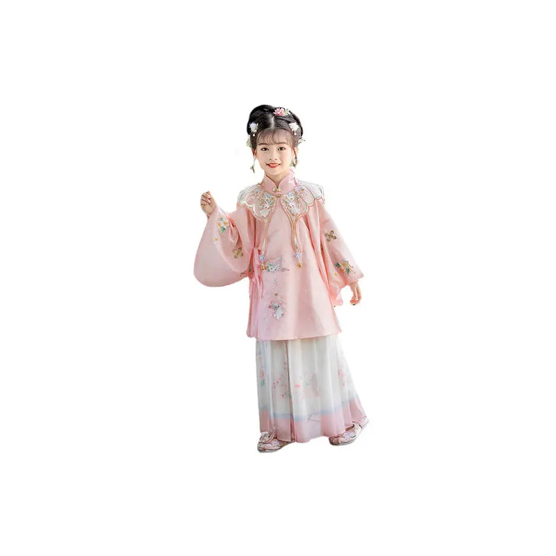 Girls' Pink Cultural Dress Hanfu