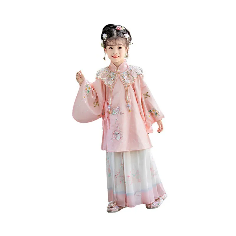 Girls' Pink Cultural Dress Hanfu