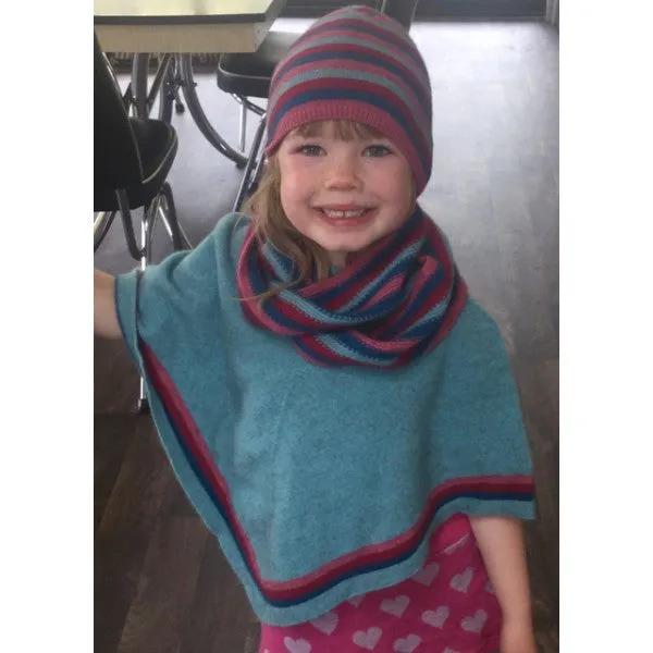 Girl's Striped Possum Merino Poncho