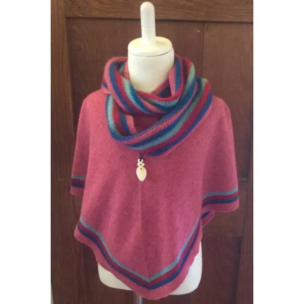 Girl's Striped Possum Merino Poncho