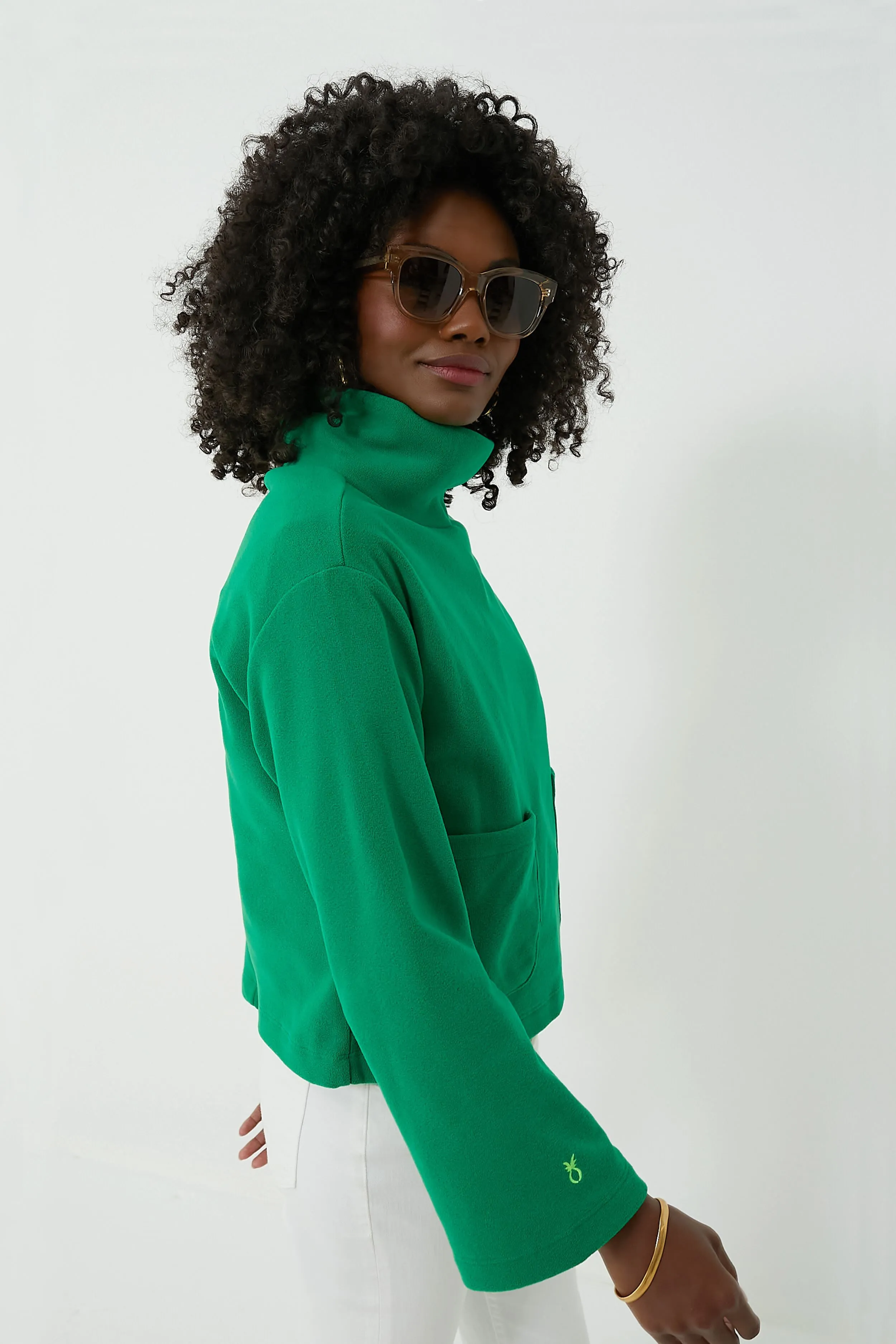 Green Crosby Terry Turtleneck