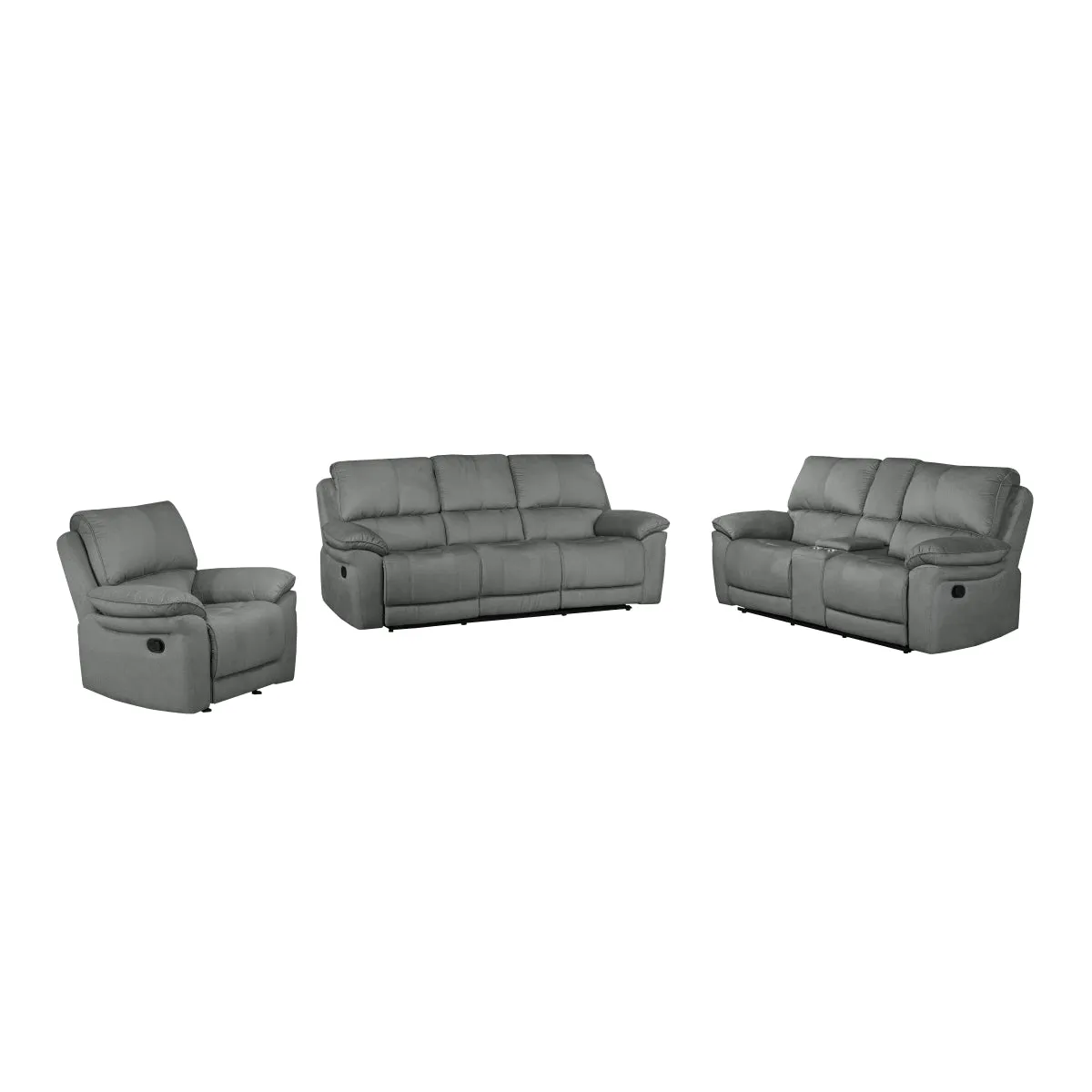 Grey Double Reclining Sofa with Plush Upholstery