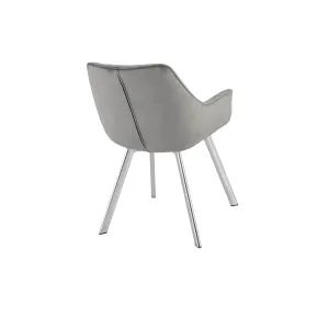 Grey Velvet Chrome Armchair - Set of 2