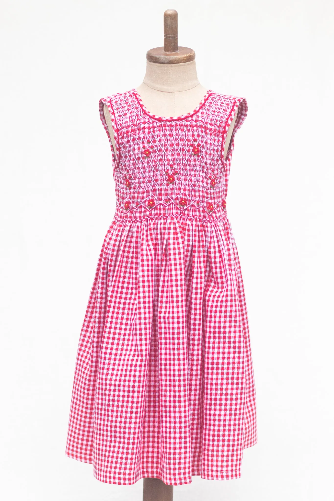 Hand-Smocked Dress, Red Gingham