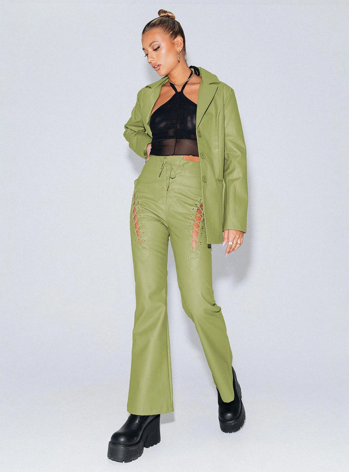 Harvey PU Pants Green