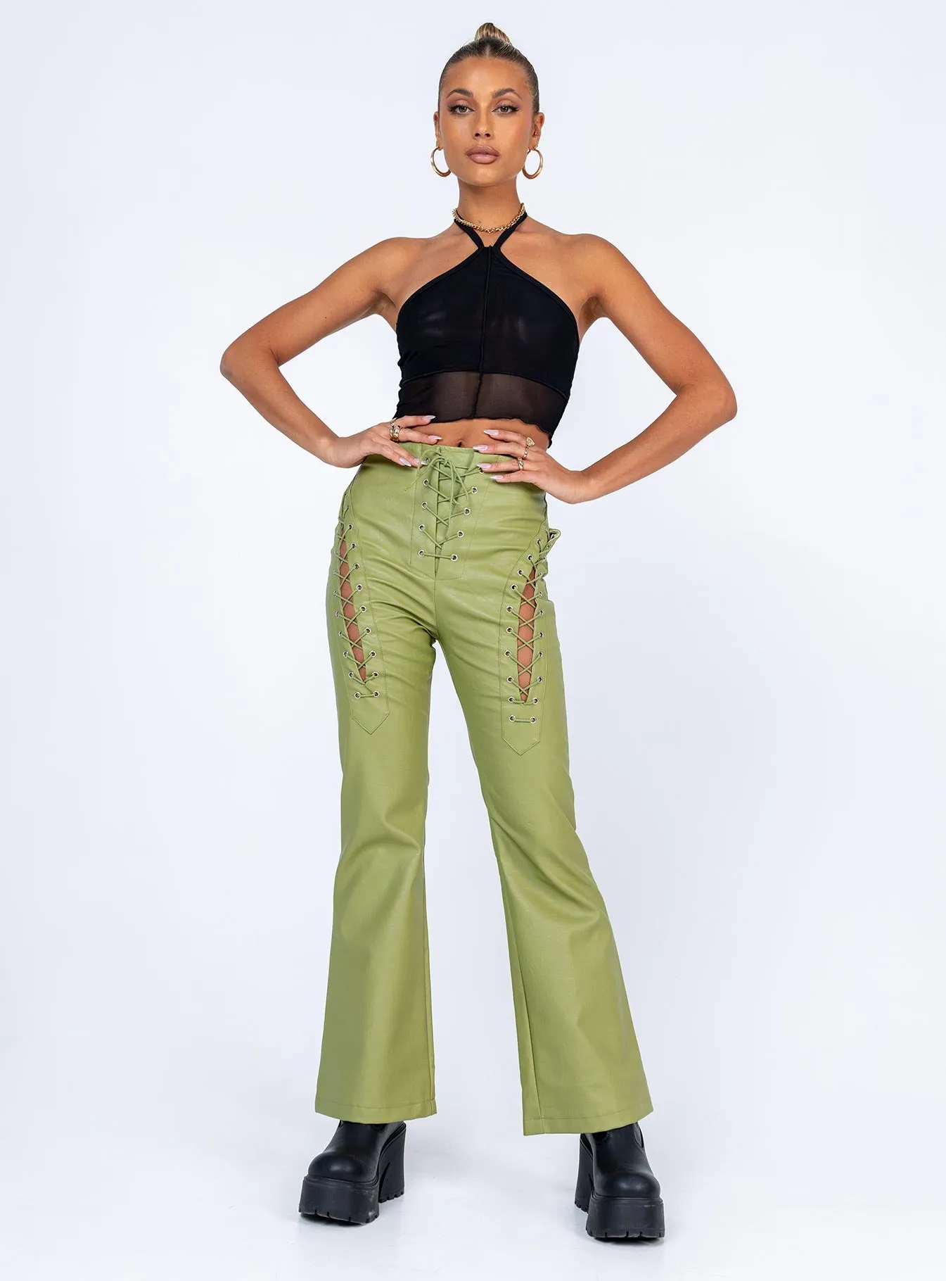 Harvey PU Pants Green