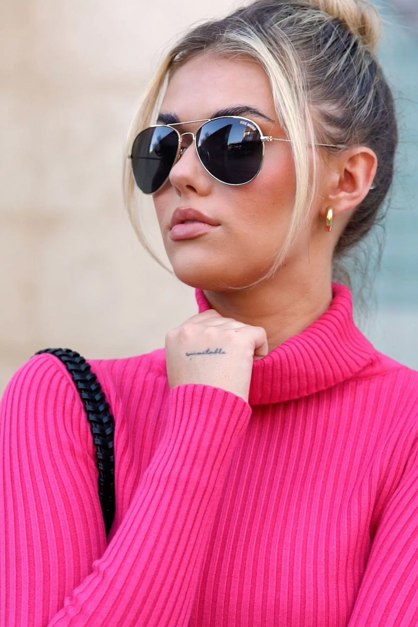 Hazy Fuchsia Ribbed Crop Turtleneck Top