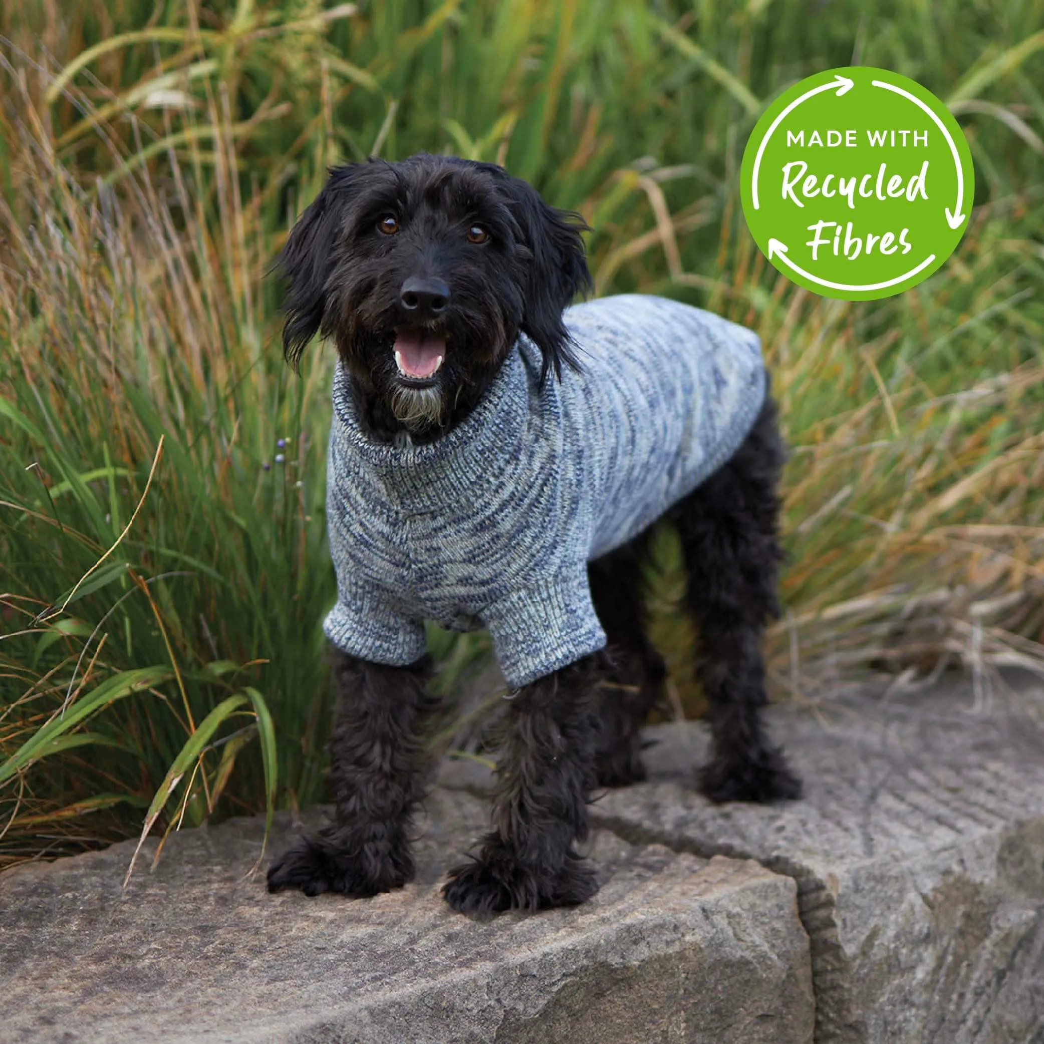 Hazy Grey Roll Neck Dog Jumper