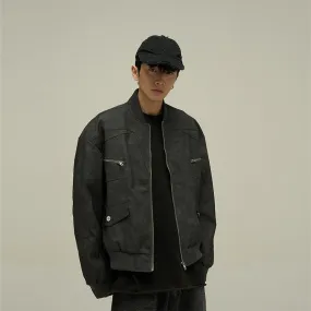 Hazy Multi-Pocket Zip-Up Leather Jacket