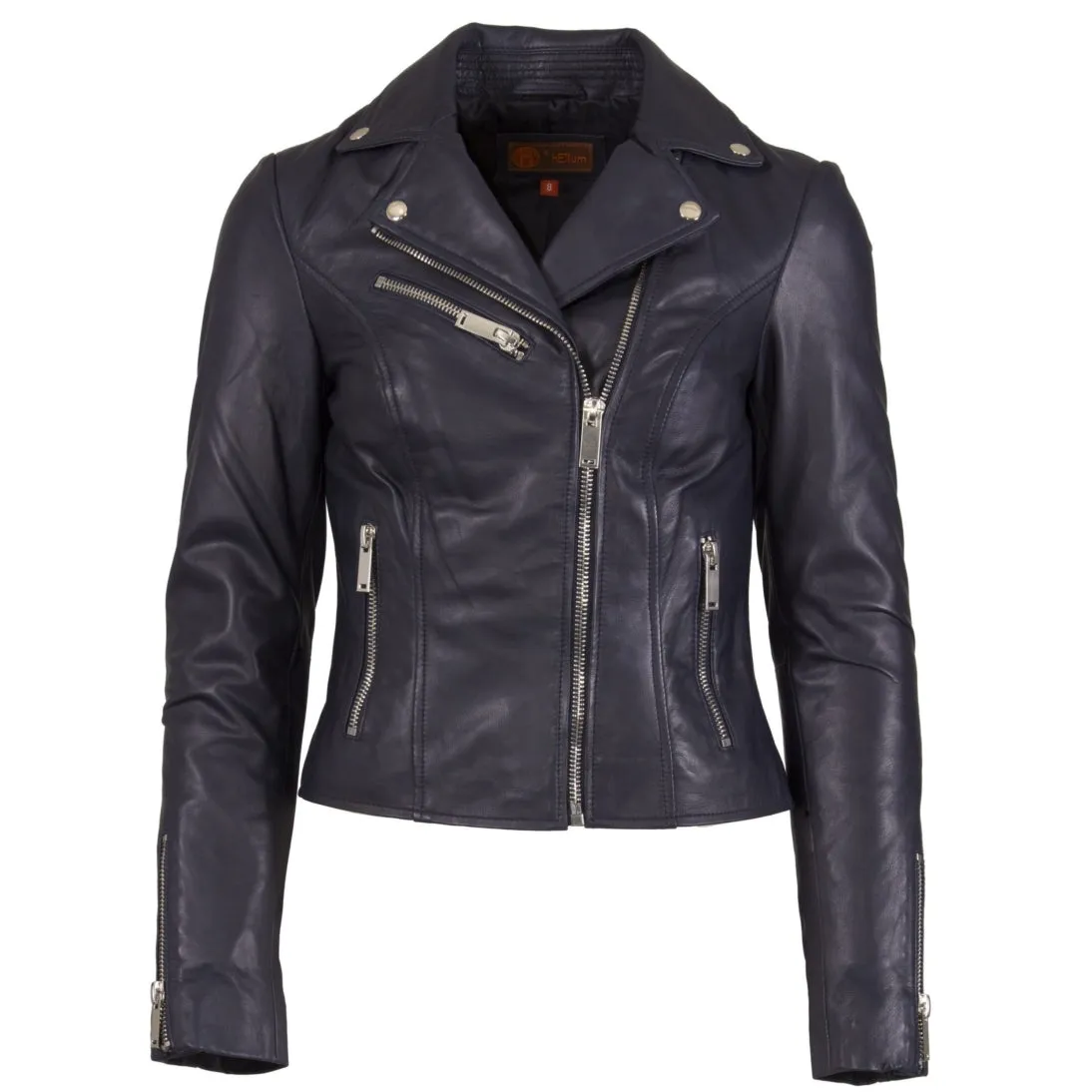 Helium Ghost Real Leather Lamb Nappa Biker Jacket Night Blue 5031