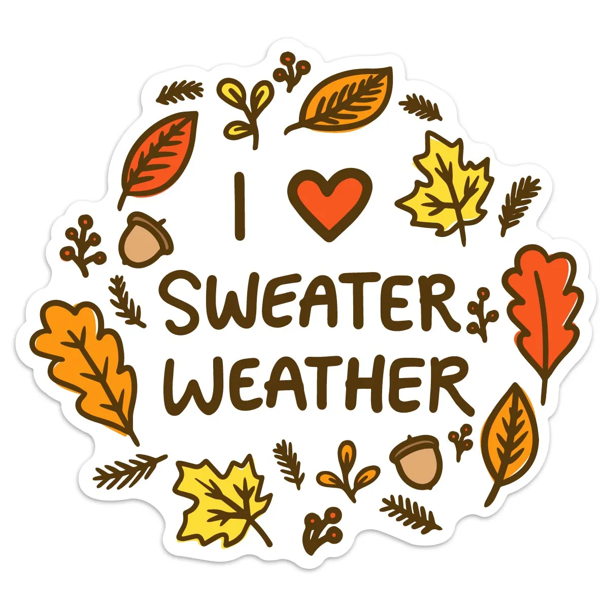 I Love Sweater Weather New England Mini Vinyl Sticker