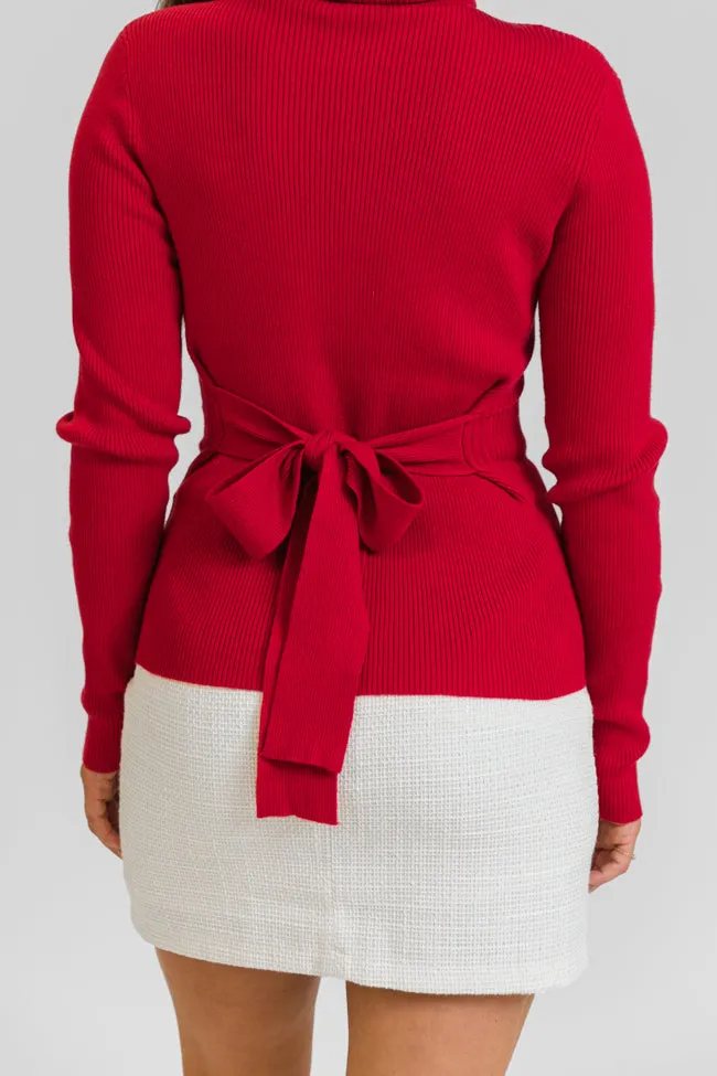 I Remember Everything Red Tie Back Turtleneck Sweater SALE