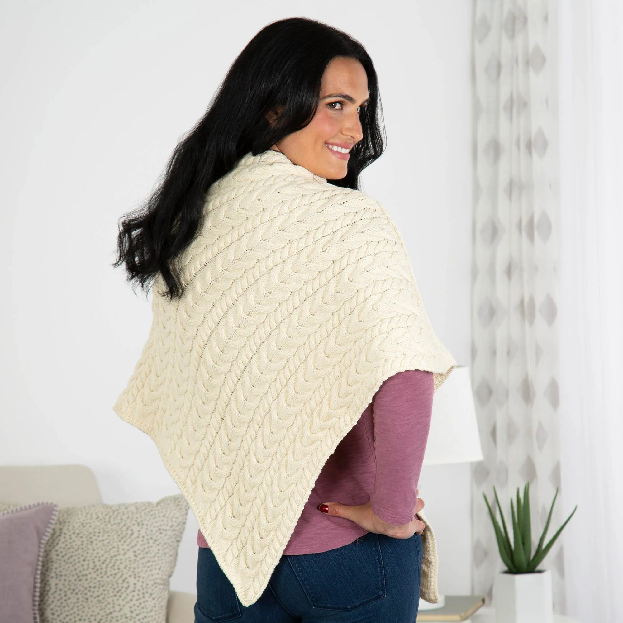 Irish Aran Wool Poncho