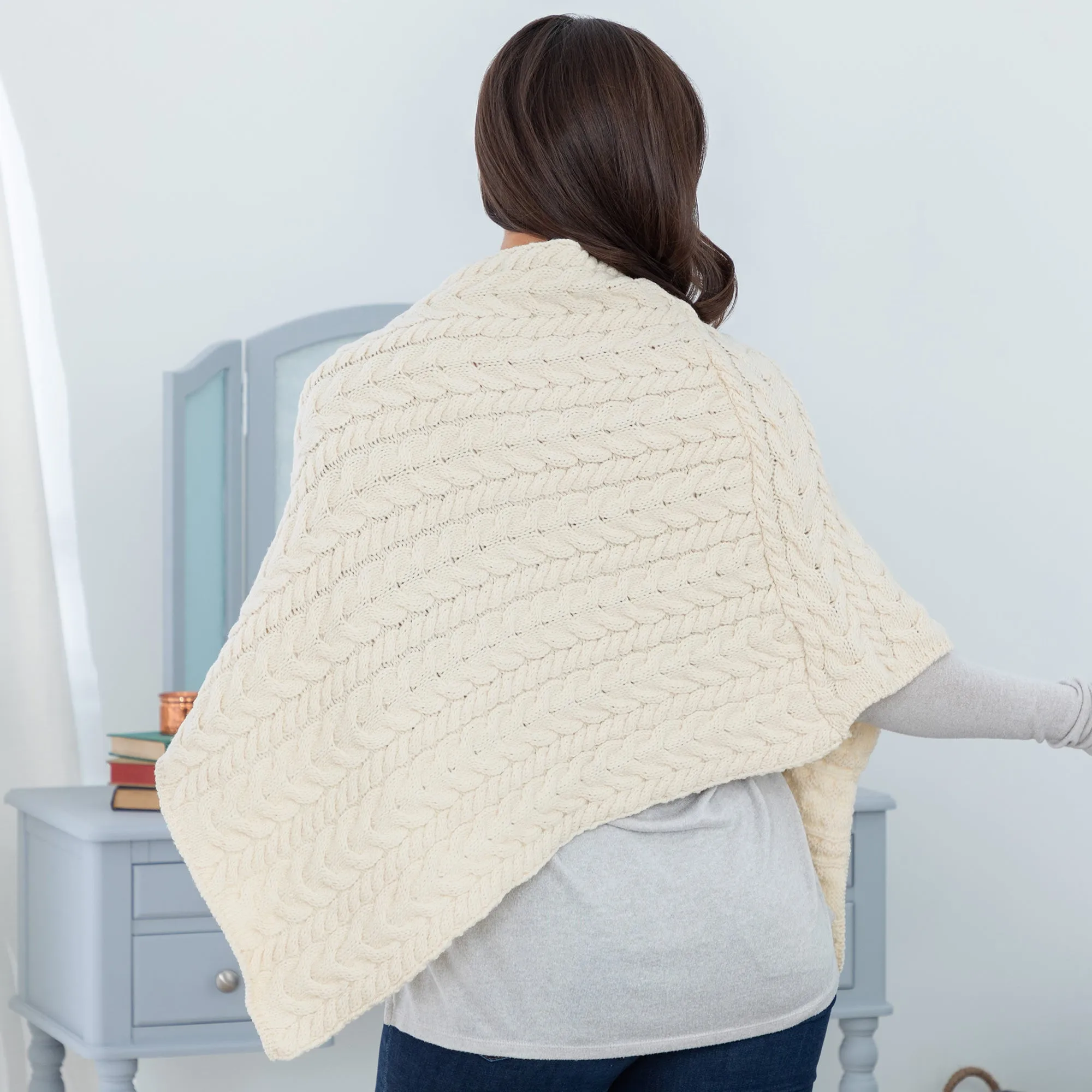 Irish Aran Wool Poncho