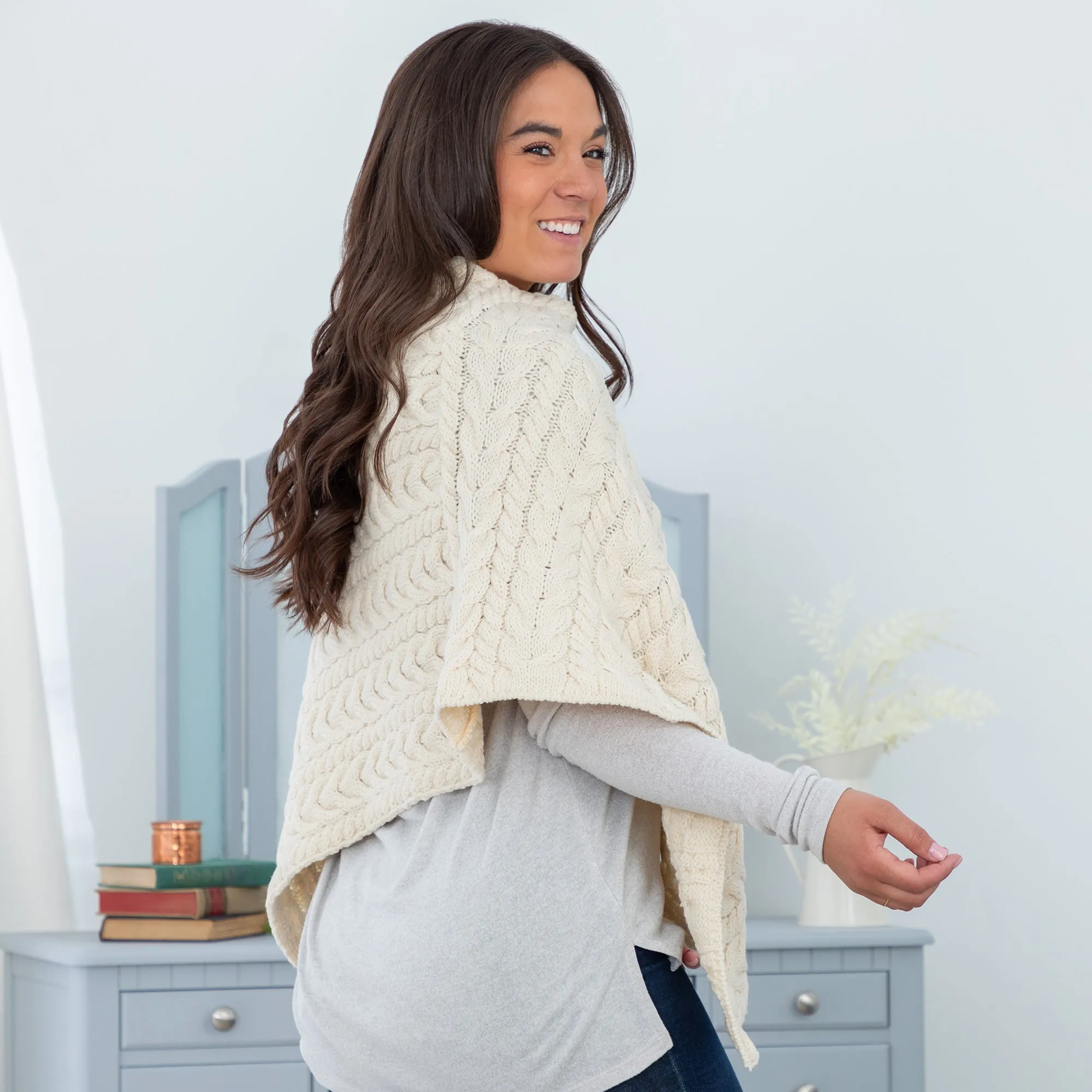 Irish Aran Wool Poncho