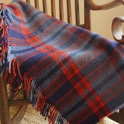 Irish Navy Red Plaid Knee Rug and Cashmere Socks Gift