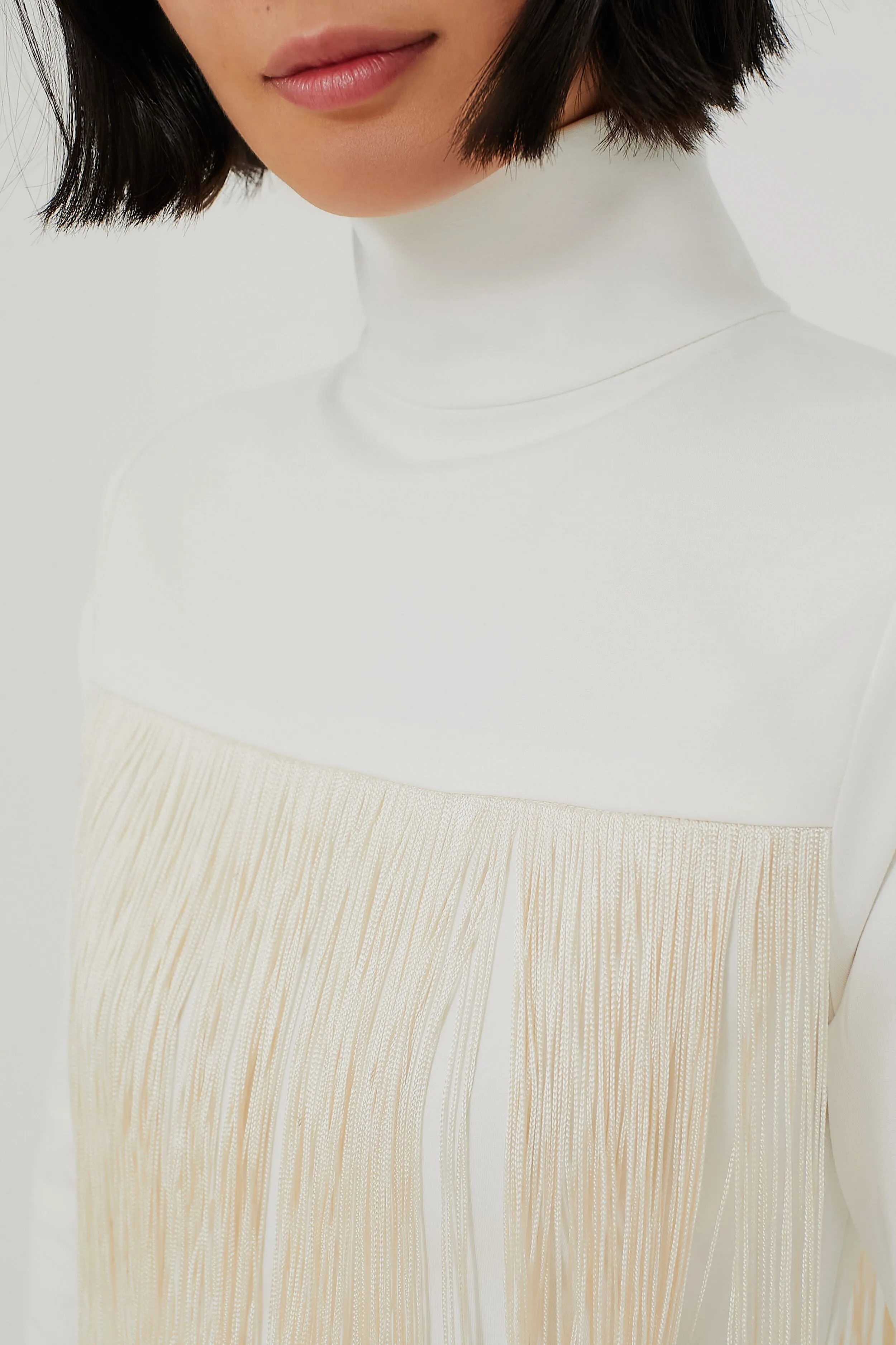 Ivory Fringe Midi Dress