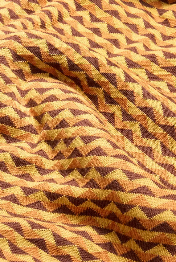 Knit Cotton Blanket "ZigZag Burnt Orange" by Michele Rondelli