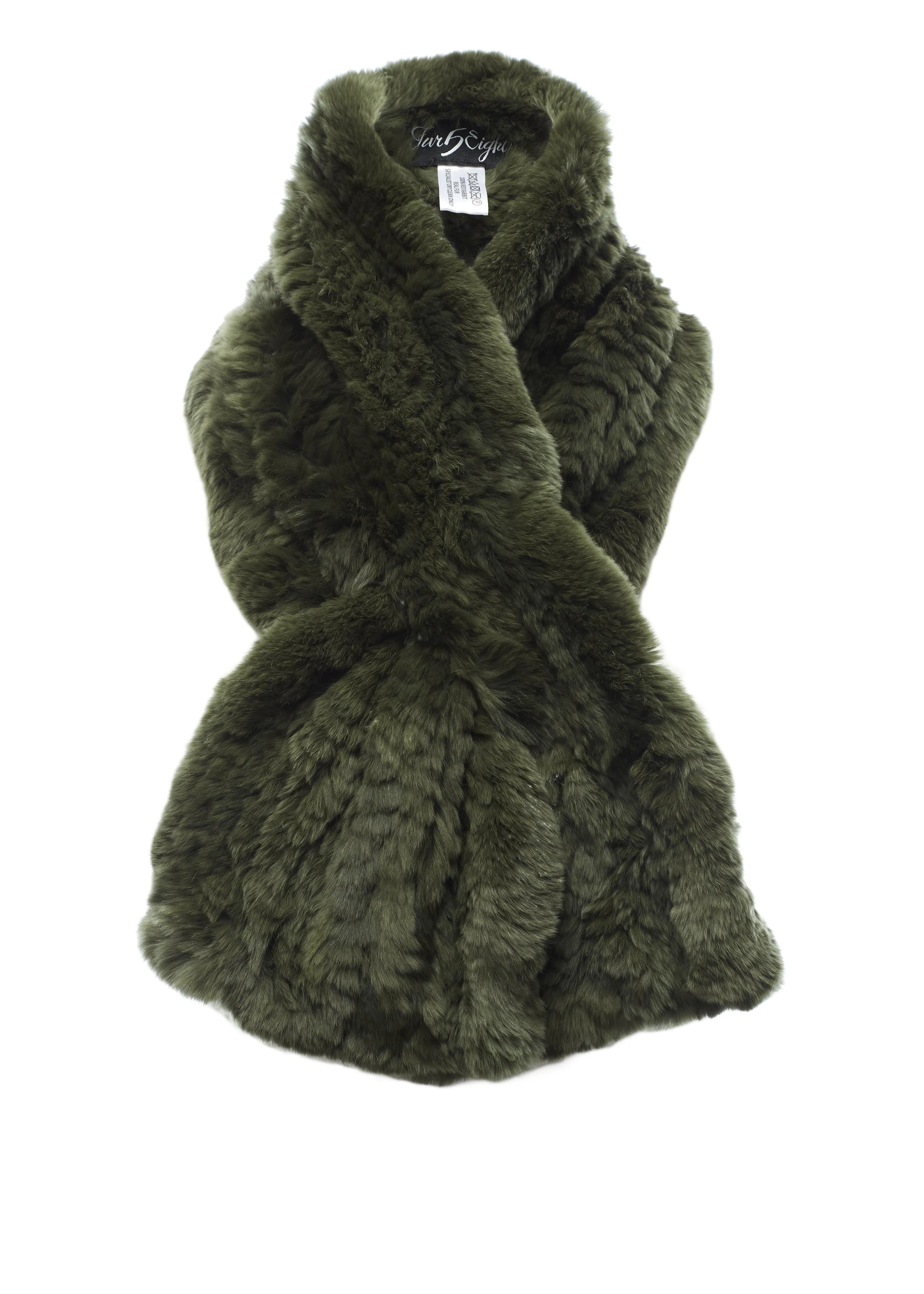 Knitted Rex Rabbit Khaki 'Loop' Luxury Fur Scarf